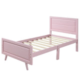 Wood Platform Bed Twin Bed Frame Mattress Foundation with Headboard and Wood Slat Support WF192440AAH