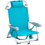 ZUN 63*65*82cm Short Oxford Cloth Silver White Aluminum Tube Bearing 100kg Beach Chair Mint Green 97992974