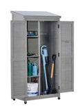 Outdoor Wooden Storage Shed with Metal Top Tall Vertical Tool Cabinet for Backyard Garden Patio Lawn W2640P262538