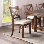 ZUN Set of 2 Side Chairs Natural Brown Finish Solid wood Contemporary Style Kitchen Dining Room B01181967