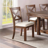 ZUN Set of 2 Side Chairs Natural Brown Finish Solid wood Contemporary Style Kitchen Dining Room B01181967