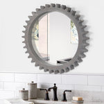 ZUN Vintage 42'' x 42'' Wood Round Hanging Gear Shape Heavy Decorative Mirror For Bathroom Living Room W1445P171415