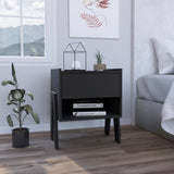 Joy Nightstand , End Table, Side Table Four Legs, One Open Shelf, One Drawer -Black B07091917