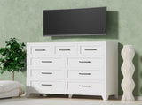 9-Drawer Tall Dresser, White Metal Storage Cabinet with Smooth Gliding Drawers, Space-Saving Chest T2398P498868