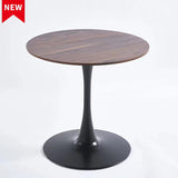 ZUN 31.5"BLACK AND WALNUT Tulip Table Mid-century Dining Table for 2-4 people With Round Mdf Table Top, W234P143406