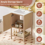20-inch Bathroom Vanity with Ceramic Sink, Freestanding Single Vanity Set with Soft Closing Door, 91614210