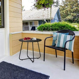Outdoor Side with Flower Cut Outs, Weather Resistant Steel Patio Side, Round Outdoor End 09740220