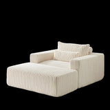 75-Inch Corduroy Sponge Sofa Lounge Chair with Removable footrest,No Assembly Required,Fluffy Modern W834P206099