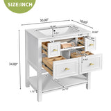 30'' Bathroom Vanity with Ceramic Sink Combo, Free Standing Single Vanity Set with 5 Drawers, Solid N710P247488K