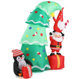 ZUN 6 FT Lighted Christmas Inflatable Decoration, Inflatable Christmas Tree with Elf and Santa Claus, 17342073