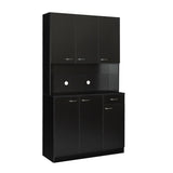 ZUN 70.87" Tall Wardrobe& Kitchen Cabinet, with 6-Doors, 1-Open Shelves and 1-Drawer for bedroom,Black 20536572