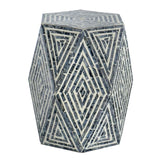 16x14x18" Hexagon Garden Stools, Unique Capiz Accent Side Table, Black/White W2078P290103