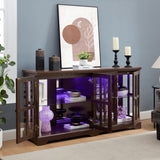 ZUN LED Curio Display Cabinet Antique Display Cabinet with Glass Doors Adjustable Shelves for W2275P231691