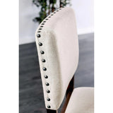 ZUN Set of 2 Linen Upholstered Dining Chairs with Nailhead Trim in Brown Cherry and Ivory B016P154455