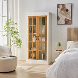 71.2'' Tall Display Cabinet with Glass Doors, Rustic Style China Cabinet, Curio Cabinet for N845P272501W