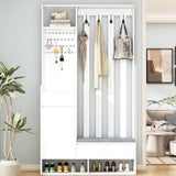 ON-TREND Contemporary 39.3''Wx70.8''H Hall Tree Storage with Cushioned Storage Bench, N721P179243K