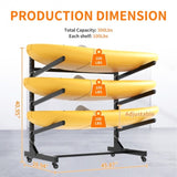 41"H Freestanding Kayak Storage Rack Holds 3 Kayaks, Heavy-Duty Adjustable Stand with Lockable T2398P305830