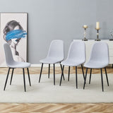 Comfortable Linen-Cotton Dining Chair Set - Four Pieces in Light Gray.Integrated Seat and W1151P228095