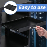 19" 1U Steel Plate DJ Drawer Equipment Cabinet with Keys Black 49699563