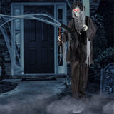8.5ft Halloween Grim Reaper Decoration - Sound-Activated Design, Glowing Eyes, Tattered Garb & 87215514