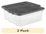 (2 pack) 76 Quart Stacker Storage Bin, Clear Plastic Storage Container with Latch Lid, Durable, Dark 68110717