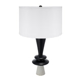 D15x26.7" Black Aluminum Table Lamp with Two Varying Disc Accents and White Shade W2078P326342