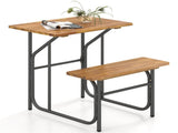 Unique One-Side Acacia Wood Patio Table & Bench Set, Combineable for Picnic & Leisure 45513631