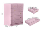 25.98"*15.75"*43.7" 5-Tier 6-Drawer Cabinet Drawer Dresser with Gold Handles Macaron Pink 89911285