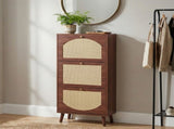 Rattan-covered 3-drawer shoe cabinet, particleboard, 54*24*135 cm, brown 32169845