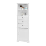 ZUN White Triangle Tall Cabinet with 3 Drawers and Adjustable Shelves for Bathroom, Kitchen or Living WF298150AAK