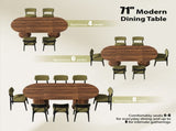70.9" Oval Dining Table for 6 People, Fluted Cylindrical Pedestals with Roll-up Door Storage 74640654