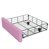 Full Size Upholstered Bed Frame with LED Lights, Modern Upholstered Princess Bed with Crown W2770P190367