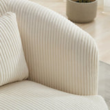 34.25 "Wide Upholstered Corduroy Metal Base 360&deg Swivel Barrel Soft Chair with Pillow, for Club, 21007779