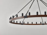 39.3 INCH Wood Wagon Wheel Chandelier Modern Farmhouse Pendant Light 20-Light Ceiling Hanging W5008P464781