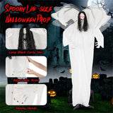 6.6 ft Life-Size Animated Halloween Angel Prop - Long Black Curly Hair, Sound-Activated , Automatic 00895288