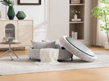 31.3"W Upholstered Round Ottoman With Reversible Lid, Chenille Storage Stool, Channel Tufted W3118P439476