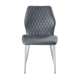 Modern Dining Side Chairs Set of 2, Dark Gray Velvet Upholstered White Metal Legs Furniture B011P284952