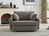 40.55"W Swivel Accent With 2 Thorw Pillows 360 Degree Swivel Round Sofa Modern Oversized Arm W1298P202214