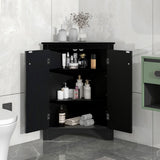 Black Triangle Bathroom Storage Cabinet with Adjustable Shelves, Freestanding Floor Cabinet for Home WF291467AAB
