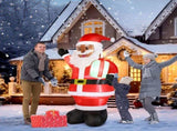 7 FT Lighted Christmas Inflatable Decoration, Inflatable Black Santa Claus Holding Gift, Funny Blow 92959215