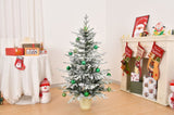 ZUN 4 FT Snow Flocked Pre-lit Artificial Christmas Tree with Metal Pot Stand, Hinged Xmas Fir Tree with 98414493