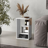 Everet 25" High 3-Tier Side Table Black White - Natural Oak B200P286974