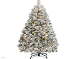 4.5FT Pre-lit Flocked Artificial Christmas Tree with Foldable Stand,Decorative Tree with Warm 78406931