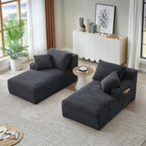 Compressible double chaise lounge with cupholders - No Assembly Required, Fluffy Modern Sleeper W2339P346393