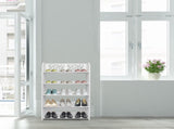 Wood-plastic Board Five Tiers Carved Shoe Rack White A 52666556