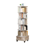6 Tier Rotating Bookshelf, 360&deg Display Round Spinning Bookshelf with Wheels and Drawer, 85969050