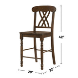 Set of 2 Counter Height Chairs with Cross Backrest, Walnut B016P315207