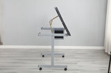 Adjustable Art Drawing Desk Craft Station Drafting with 2 fabric Drawers and 4 Wheels W347P330973