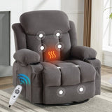 Swinging recliner massage heated sofa, with USB and 2 cup holders in side pockets W1807P298206