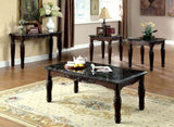 Traditional Espresso Solid wood 3pc Tables Set 1x Coffee Table and 2x End Tables Faux Marble Top B011P206780
